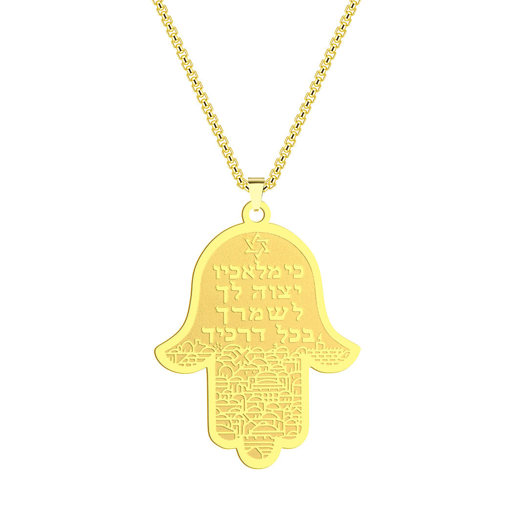 Collar con colgante de Fátima para hombre, mano de Hamsa, acero inoxidable, joyería al por mayor